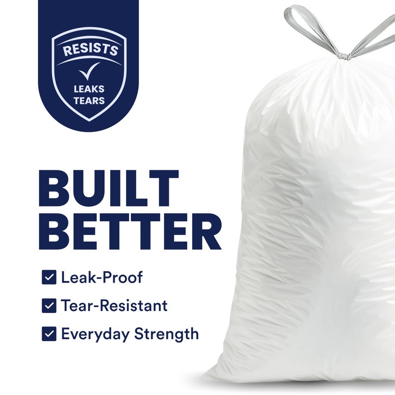 Plasticplace 8 Gallon Trash Bags: Premium White Drawstring Garbage Bag, 0.7 Mil Thickness, Durable Trash Can Liners, Garbage Bags for your Trash Can, Ring Size 22" x 22" (Pack of 100) - Image 2